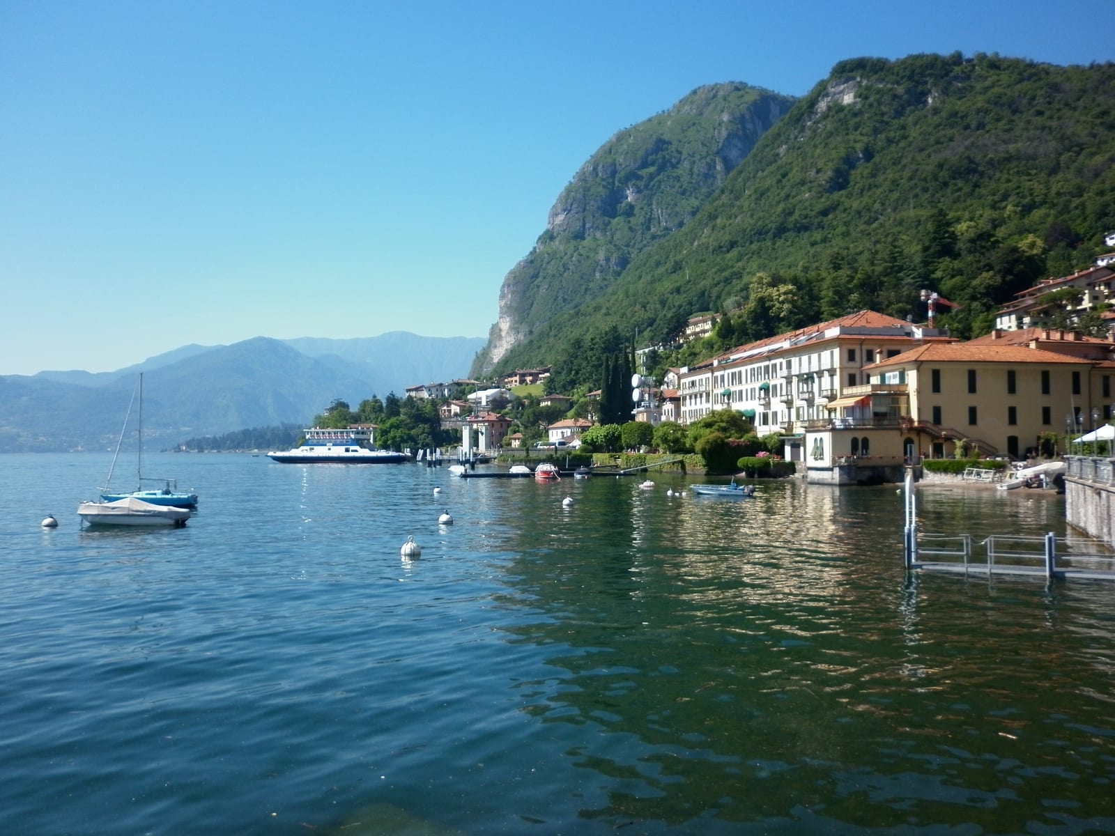 Lakeside promenade and mountains at Menaggio on Lake Como