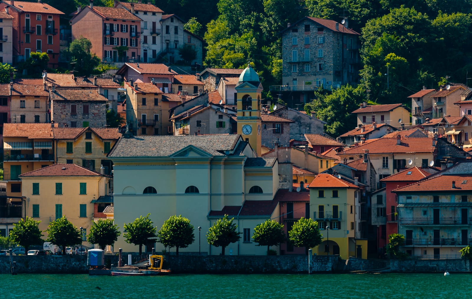 View over Lake Como from a passing ferry