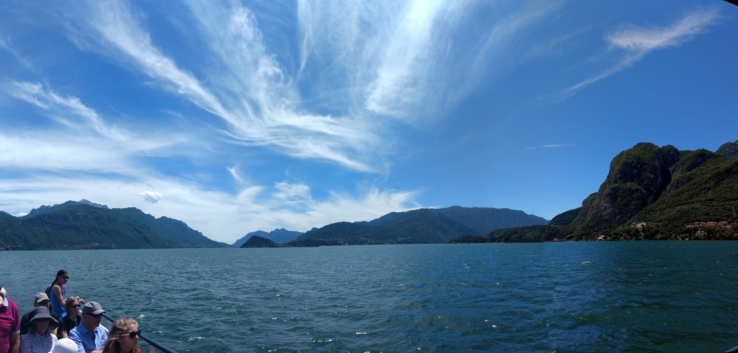 View over Lake Como from a passing ferry